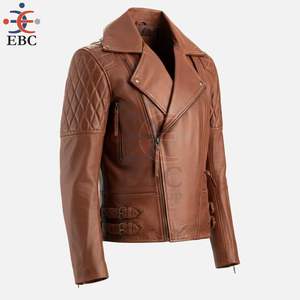 Veste en cuir d'agneau véritable pour homme, style formel et ajusté, avec col montant, logo frontal, fermeture éclair, hiver, uni, teinture unie - Product Image 6