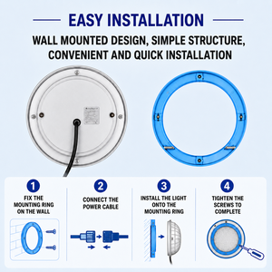 โคมไฟ LED สระว่ายน้ำ IP68กันน้ำ12W 18W พลาสติกสแตนเลสสำหรับสระว่ายน้ำ - Product Image 5