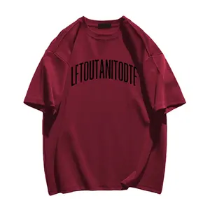 Plus-Größe Buchstabdruck Herren-T-Shirt hängende Schultern 100 % Baumwolle individueller Druck T-Shirt einfarbig schweres Gewicht übergroße Herren-T-Shirts