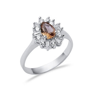 Fashionable Design Pear Cut Sultanite CZ Stone Cluster <b>Ring</b> 925 Sterling Silver <b>Ring</b> Wholesale Turkish Jewelry - Product Image 3