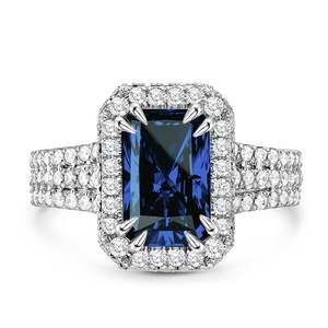 Jeulia Captivating Brilliance <b>Emerald</b> Cut Halo <b>Ring</b> Rose Gold Plated Sterling <b>Silver</b> Anniversary Fashion <b>Ring</b> - Product Image 1