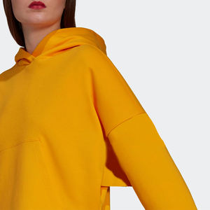 Ensemble de survêtement décontracté pour femmes, sweat-shirt jaune et pantalon de jogging noir, tenue de rue, logo personnalisé, deux pièces - Product Image 4