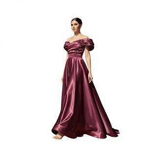 Elegante Vestido de Noche Largo de Satén con Corte en A para Mujer, Vestido Formal para Fiesta de Bodas - Product Image 1