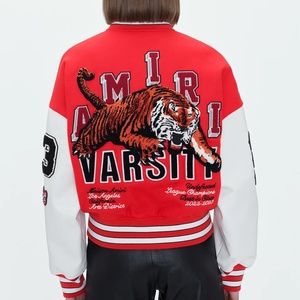 2024 nouveau Design personnalisé Chenille broderie patchs goutte épaule université vestes unisexe haute rue hiver Vintage Baseball - Product Image 3