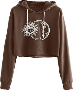 Sweat-shirt à manches longues en coton avec logo personnalisé de haute qualité, haut court pour femme, sweat-shirt à capuche tendance, best-seller, nouveau modèle - Product Image 5