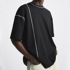 Vente en Gros T-shirt 100% Coton Surdimensionné à Épaules Gouttes pour Hommes T-shirt Uni Blanc à Col Ras du Cou de Luxe de Qualité pour Hommes - Product Image 3