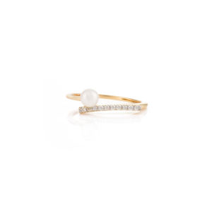 Délicat 100% perle naturelle ronde coupe diamant bague nouvelle mode à la main 18K solide or jaune bijoux pour femmes et filles - Product Image 1