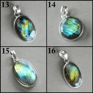 Pendentif en labradorite multi-feu naturelle fait à la main, certifié GIA, cristal bleu, tranche fantaisie, argent allemand, personnalisé, guérison, 42 mm - Product Image 6