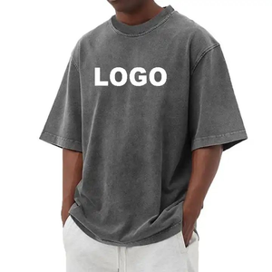 Venta de 240g de algodón puro antiguo de manga corta lavada nostálgica Camiseta de manga corta amantes 100% algodón hombres lavado ácido camisetas - Product Image 5