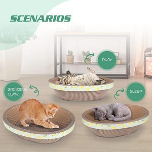 Oval Cardboard <span class=keywords><strong>Cat</strong></span> Scratcher Bett und <span class=keywords><strong>Lounge</strong></span>, langlebiges Wellpappen-<span class=keywords><strong>Scratch</strong></span>-Pad für Innen katzen, Klauen-Schleif spielzeug im Skateboard-Stil - Product Image 6