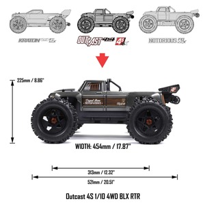 ARRMA 1/10 VAGABOND ARA4410V2T3 4X4 3S Monster Truck Brushless ARTR 3300KV 50A ESC 70km/h Auto-redressant Étanche Basher - Product Image 6