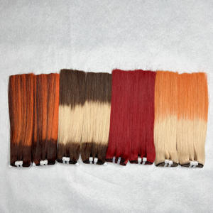 Faisceaux raides en os de couleur piano sans perte d'extensions de cheveux humains vierges raides bruts sans enchevêtrement - Product Image 4