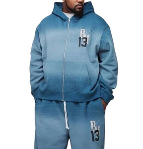 Ensemble de survêtement unisexe élégant à double couche, personnalisé, de haute qualité, 100% coton, léger, imprimé, 2 pièces, sweats à capuche unis, coupe oversize - Product Image 3