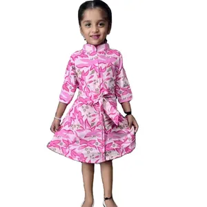 13歳の子供服の女の子のための夏の女の赤ちゃんワンピースフラワープリントプリンセス服