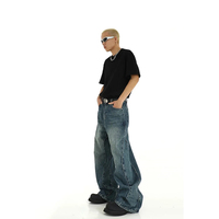 Pantalon en jean baggy personnalisé pour homme, jean décontracté baggy rétro classique, coupe ample, pantalon hip hop, jean vintage fabriqué au Pakistan