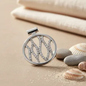 925 Silver Cubic Zirconia Pendant for Women 18K <b>Gold</b> Plated Fashion Jewelry with <b>Number</b> Pattern and 18K Plating Color - Product Image 1