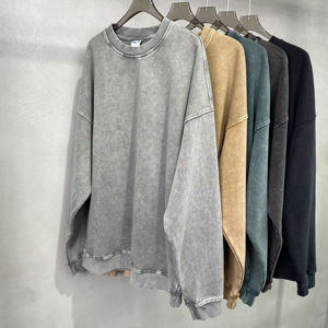 Logo personnalisé Sweat-shirt à col rond en coton de haute qualité lavé à l'acide Sweat-shirt à manches longues vierge pour hommes - Product Image 5