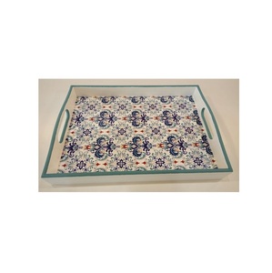 Plateau de service en bois d'acacia écologique à motif solide décoratif indien de luxe Meena fait à la main, logo de couleur personnalisé, MOQ 100 pièces - Product Image 4