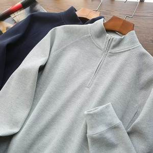Nouveau design 2026 – Sweat à capuche gaufré pour homme, couleur unie, manches longues, style polo, pull avec demi-fermeture éclair, idéal pour l'hiver - Product Image 1