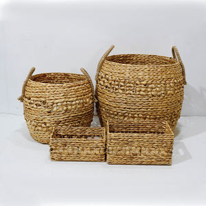 Artex Dong Thap Woven Water Hyacinth <b>Storage</b> <b>Basket</b> Set with <b>Rope</b> Handles (4pcs) - Product Image 1
