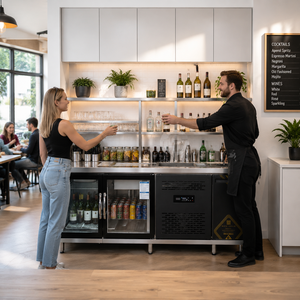 Cafetière de qualité supérieure, comptoir de bar portable en acier inoxydable, station à cocktails mobile noire 220v pour hôtels et restaurants - Product Image 1