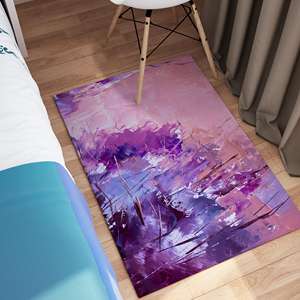 <b>Pink</b> And Purple <b>Painting</b> Rugs, Printed Rug for Modern Decor,Nonwoven Soft Rug - Product Image 5