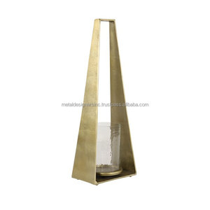 Large Gold <b>Candle</b> <b>Holder</b> With Hurricane Glass Hammered <b>Candle</b> <b>Holder</b> Tabletop Centerpieces Wedding Parties Events - Product Image 2