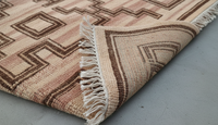 Tapis moderne tufté de haute qualité indo-népalais/tibétain, design floral beige pastel doux, luxueux, fin, en polyester, lavable, avec base en caoutchouc