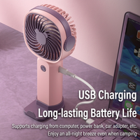 Nouveauté Ventilateur USB rechargeable couleur macaron, mini ventilateur portable avec support pour téléphone, ventilateur USB multifonction portable