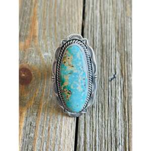 Anillo Navajo Hecho a Mano con Plata de Ley y Turquesa en Engaste, Estilo Boho, Talla 6, para Uso Diario - Product Image 1