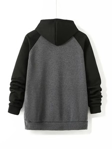 Sweat-shirt à capuche pour homme grande taille, couleur contrastée, sports de plein air, sweat-shirt à manches raglan pour homme, adapté au printemps, fabriqué au Bangladesh - Product Image 2