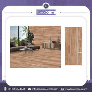 Carrelage de bois en porcelaine mat rustique en céramique brune antidérapante moderne pour le salon - Product Image 2