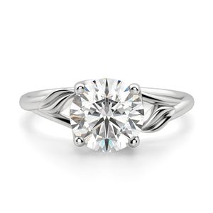 Anillo de aniversario de vástago dividido único de diamante de corte redondo para mujer - Product Image 4