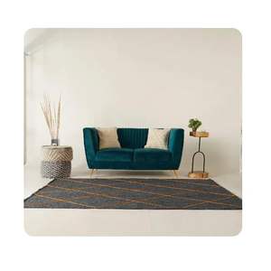 Premium Quality <b>Grey</b> Jute <b>Rug</b> with Yellow Diamond Design Hand Braided Top Selling Best Jute Fabric <b>Rugs</b> India Area <b>Rugs</b> Sets - Product Image 2