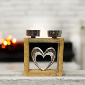 Rustic Wooden Tree Candle Holder Decorative Table Accent Dual Tealight <b>Stand</b> Durable Festive Home Decor Elegant Display Piece - Product Image 2