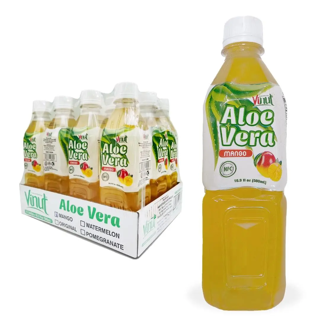 Aloe Vera Saft Getränk VINUT - 500 ml (Verpackung mit 24 Stück), Null Zucker und Null Kalorien, Seltzer-Wasser, Großhandel Lieferanten, kostenlose Probe