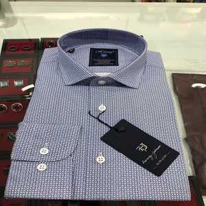 Seniors Slim Fit 100% Cotton Poplin <b>Yarn</b> Dyed Stand Collar Spring Casual Dress Shirt - Product Image 3