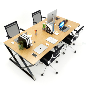 โต๊ะกลุ่มมินิมอล 4 ที่นั่ง ขนาด 240x120 ซม. ขาเหล็กไม้ เฟอร์นิเจอร์สำนักงานและโรงแรม - Product Image 2