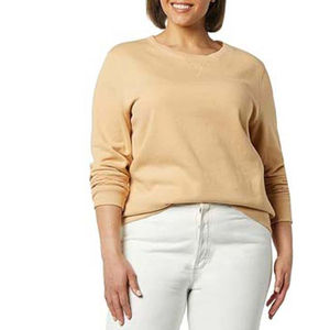 Sweat-shirts pour femmes grande taille de haute qualité 100% coton, design streetwear personnalisé, logo sur le devant, col rond décontracté, OEM - Product Image 1