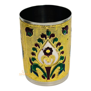 Meenakari Gold-Plated Stainless Steel Round Tableware for Home Wedding Business Gifts - Product Image 4