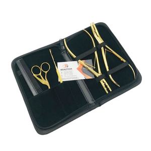 Kit d'outils professionnels de haute qualité en acier inoxydable de qualité chirurgicale, écologiques, plaqués or, pour extensions de cheveux (vente en gros) - Product Image 1