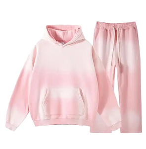 Street Wear Supplier Acid Wash Printed Solid Winter Plus Size Hooded Tracksuit Oversized <b>Distressed</b> Midweight High Street Suits - Product Image 1