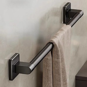<b>Wall</b> mounted bathroom towel bar in metal for durable and aesthetic storage needs - Product Image 1