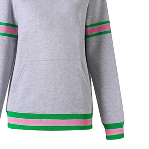 Sudadera de cuello redondo gris transpirable rayas verdes rosas puño acanalado bordado 3D frente anticontracción tela suave antiarrugas - Product Image 6