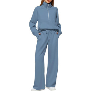 Ensemble décontracté 2 pièces pour femme, en coton 100% premium, à manches longues et pantalon droit, idéal pour l'hiver, écologique, vente en gros - Product Image 1
