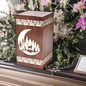 Handcrafted Rosewood Beautiful moon For dogs <b>Cats</b> Cremation Box wooden pet <b>urn</b> picture frame handmade cremation <b>urn</b> - Product Image 5