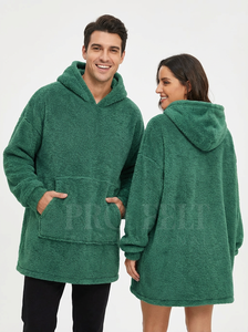 Hot Selling <b>Sherpa</b> Oversized Long <b>Hoodie</b> Custom Large Front Pocket Cozy Fleece Heavy Weight Winter Warm Hoodies Sweatshirts - Product Image 6