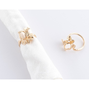 Ensemble de ronds de serviette feuille d'or de grande qualité porte-serviettes botaniques en métal de qualité supérieure pour la fête de mariage et la décoration de table à manger formelle - Product Image 1