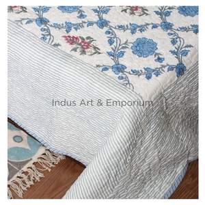 Holesale-colcha kantha con estampado a mano, cubrecama acolchado de algodón - Product Image 3