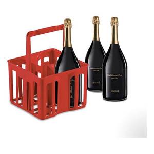 Stefanplast 4223 Red 4-Seater Bottle Holder Storage Basket with Comfortable Seat and <b>Backrest</b> - Product Image 2